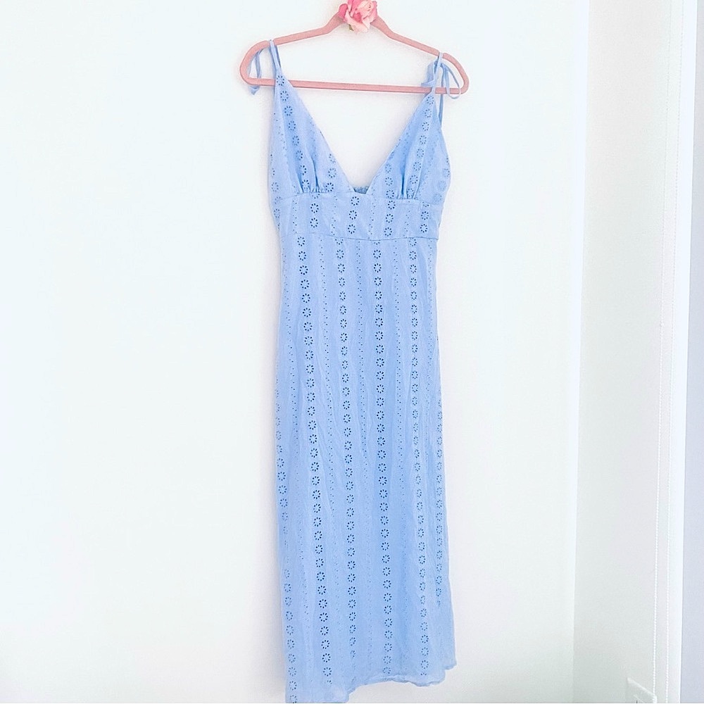 💕Pretty Eyelet Pastel Blue Eyelet Dress SZ L